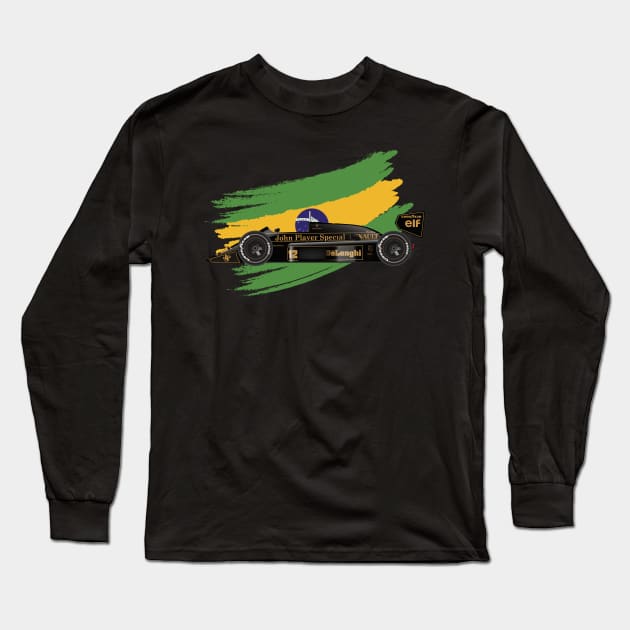 Ayrton Senna's Lotus 98T Illustration Long Sleeve T-Shirt by Burro Wheel